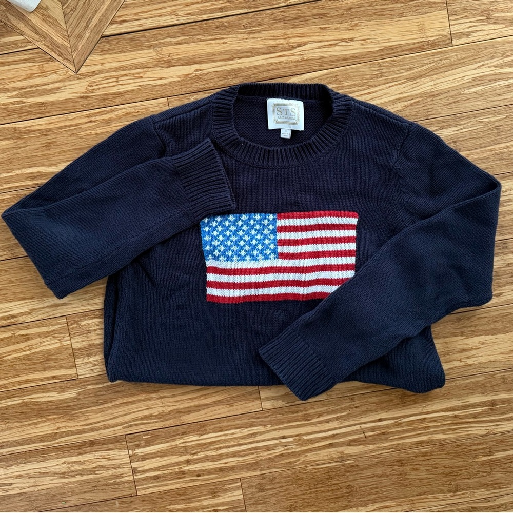Sail to Sable Navy Sweater with Flag Design